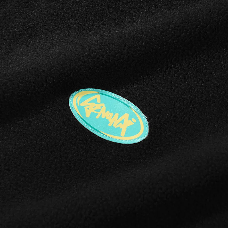 Plain Polar Fleece Label Hooded Jacket