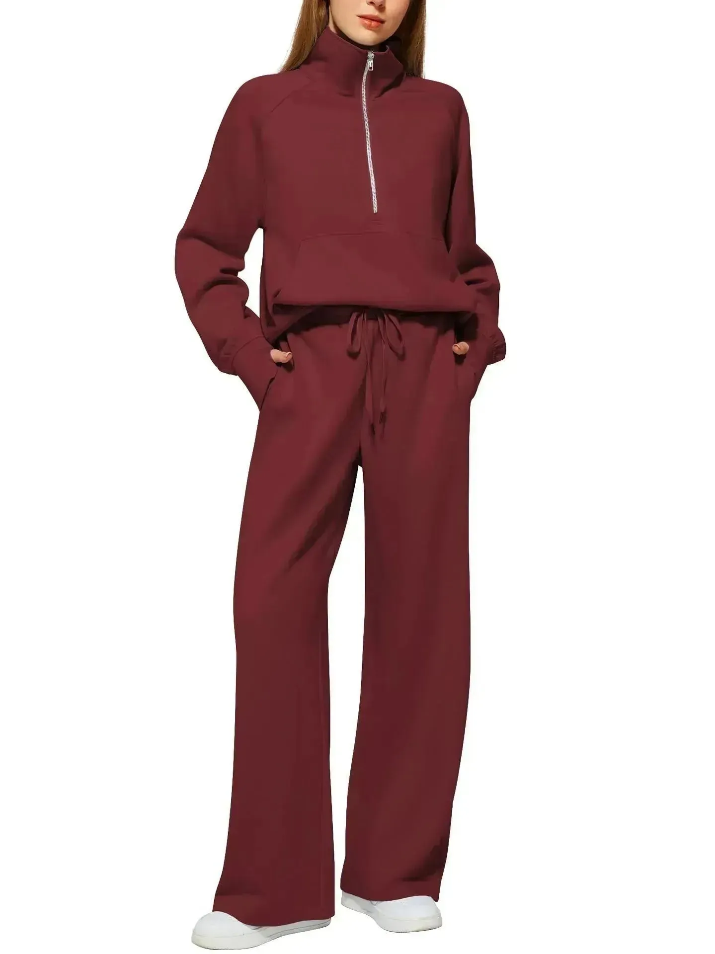 Plain Women  Matching Casual Winter Tracksuit set joggers and hoodie set for women