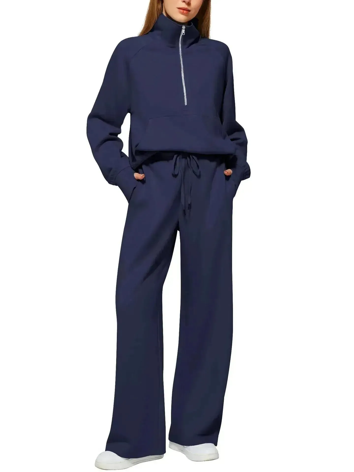 Plain Women  Matching Casual Winter Tracksuit set joggers and hoodie set for women