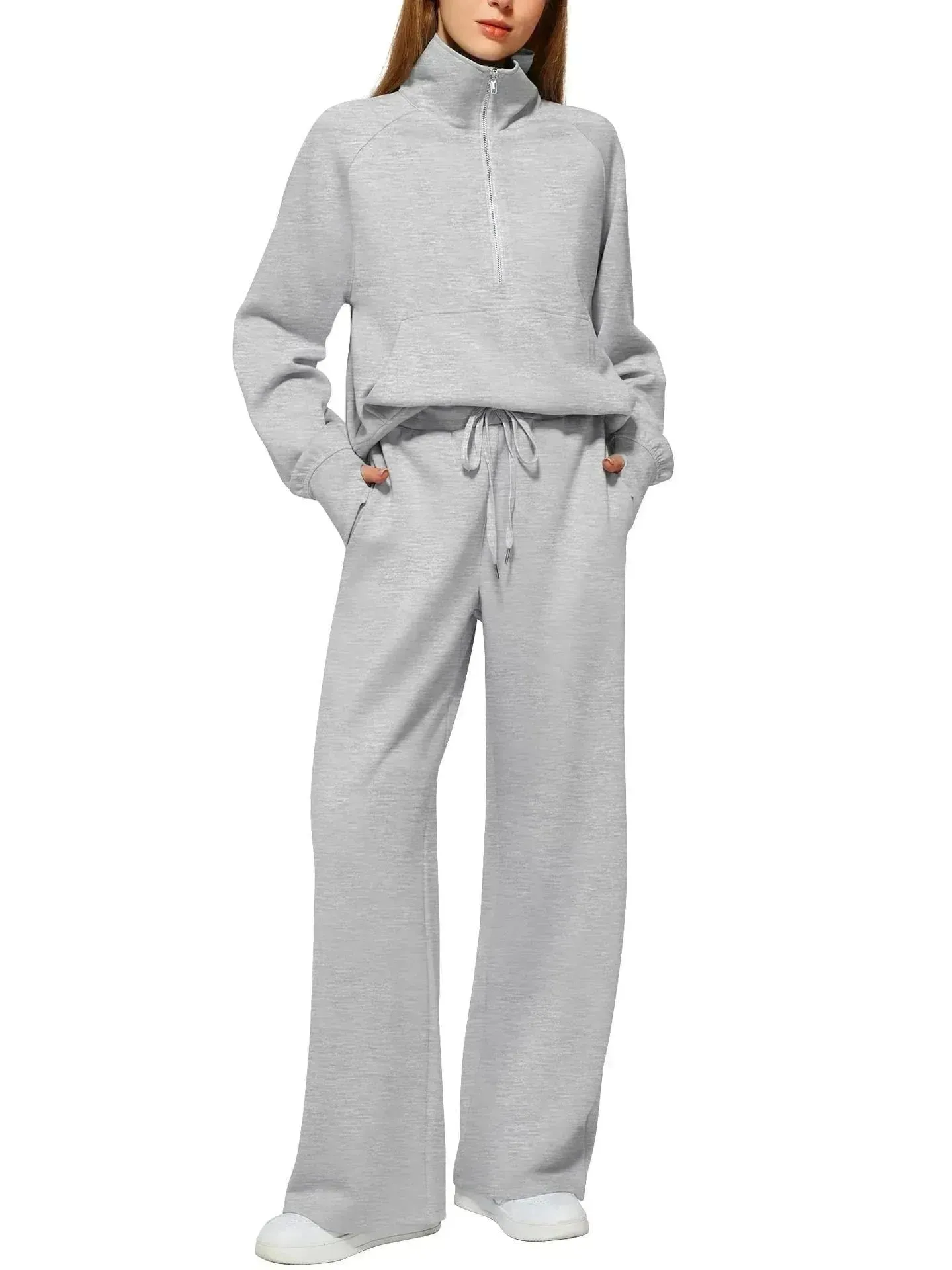 Plain Women  Matching Casual Winter Tracksuit set joggers and hoodie set for women