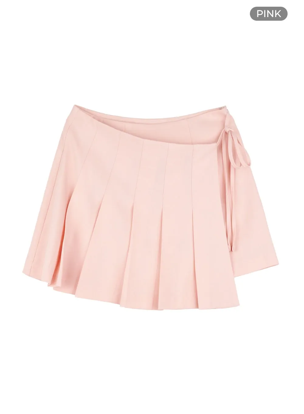 Pleated Solid Mini Skirt OU428