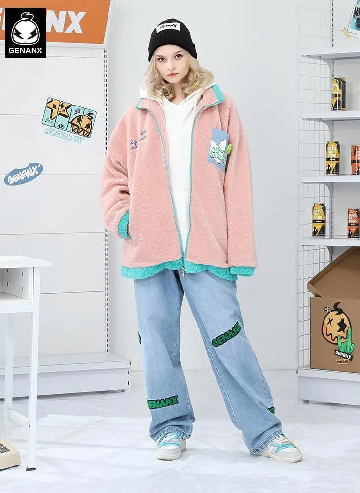 Polar Fleece Color Block Patchwork Jacket