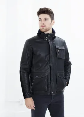 Prince Leather Field Jacket in Meteor