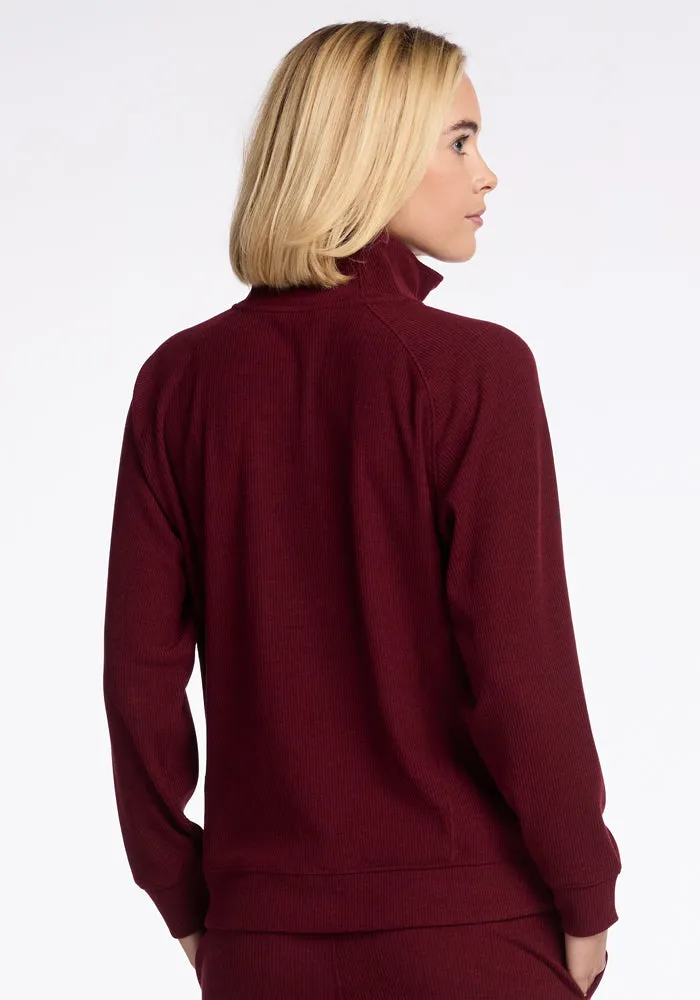 Quinn Ribbed 1/4 Zip - Cranberry Melange