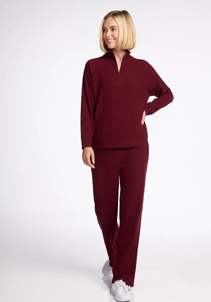 Quinn Ribbed 1/4 Zip - Cranberry Melange