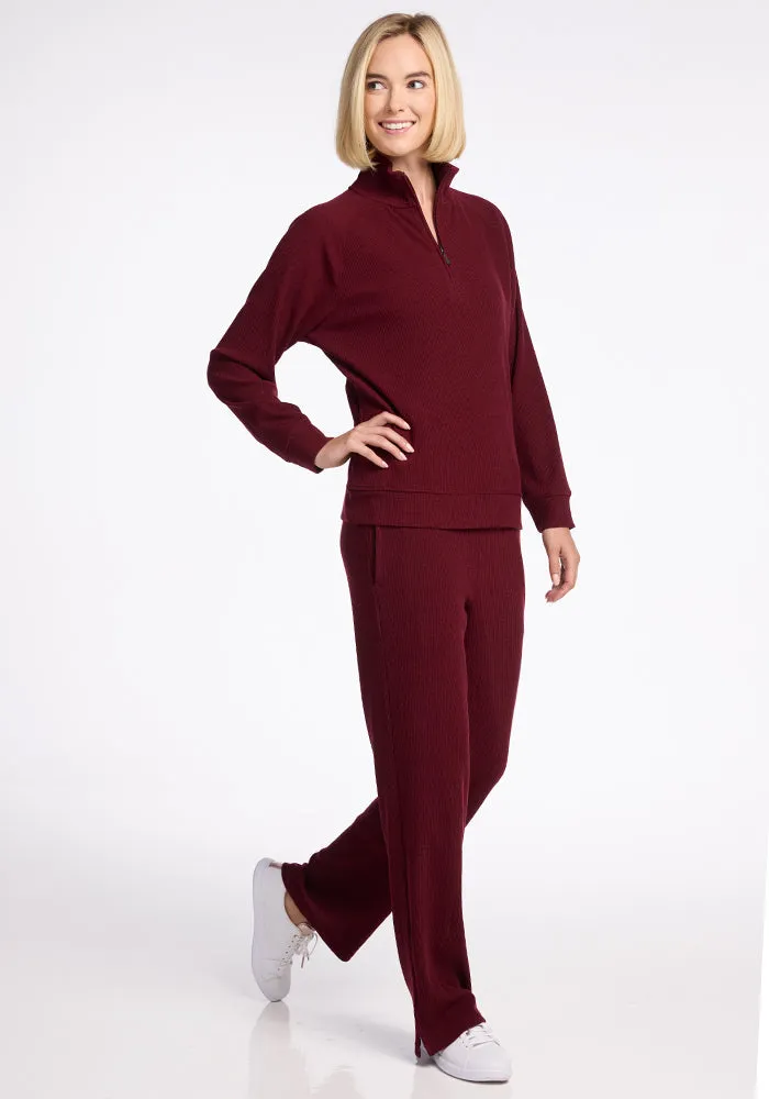 Quinn Ribbed 1/4 Zip - Cranberry Melange