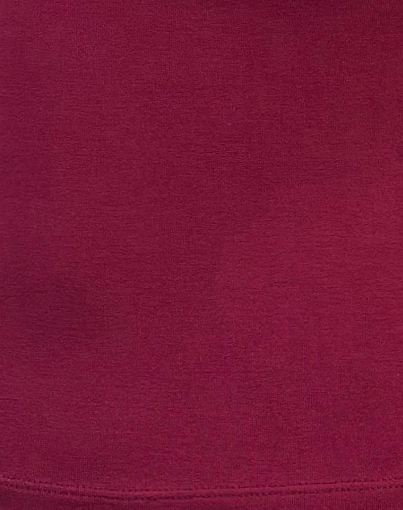 Raceline Halterneck Top in Rayon Jersey Burgundy