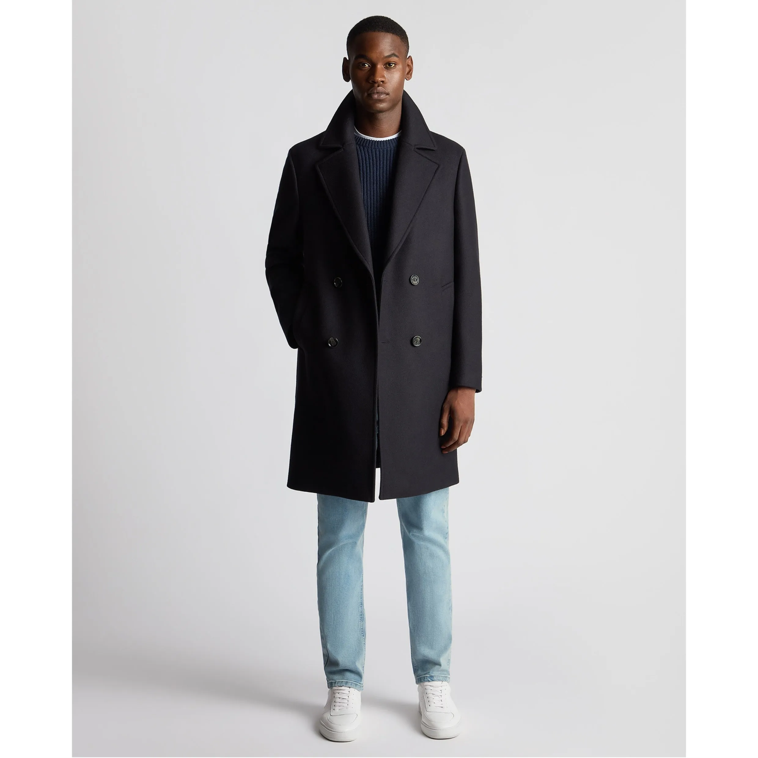 Remus Lochlan Full Length Overcoat Dark Navy 90700