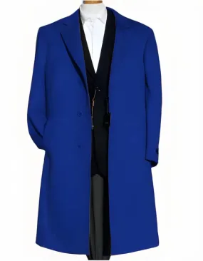 Royal Blue ~ Indigo ~ Saphire Soft Finest Grade Of Cashmere & Wool Overcoat ~ Long Dress | Winter men's Topcoat Sale