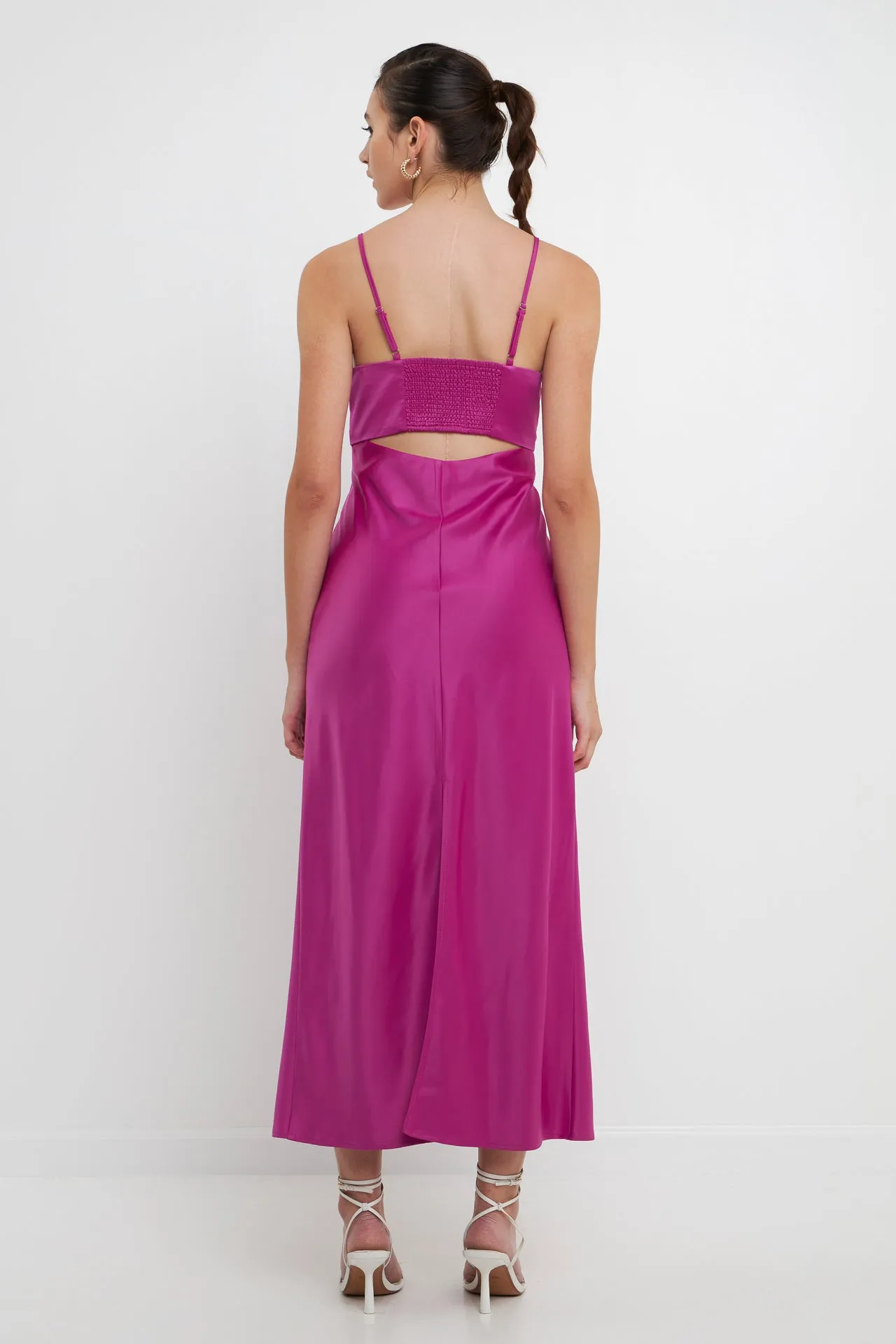 Satin Cut-Out Maxi Dress