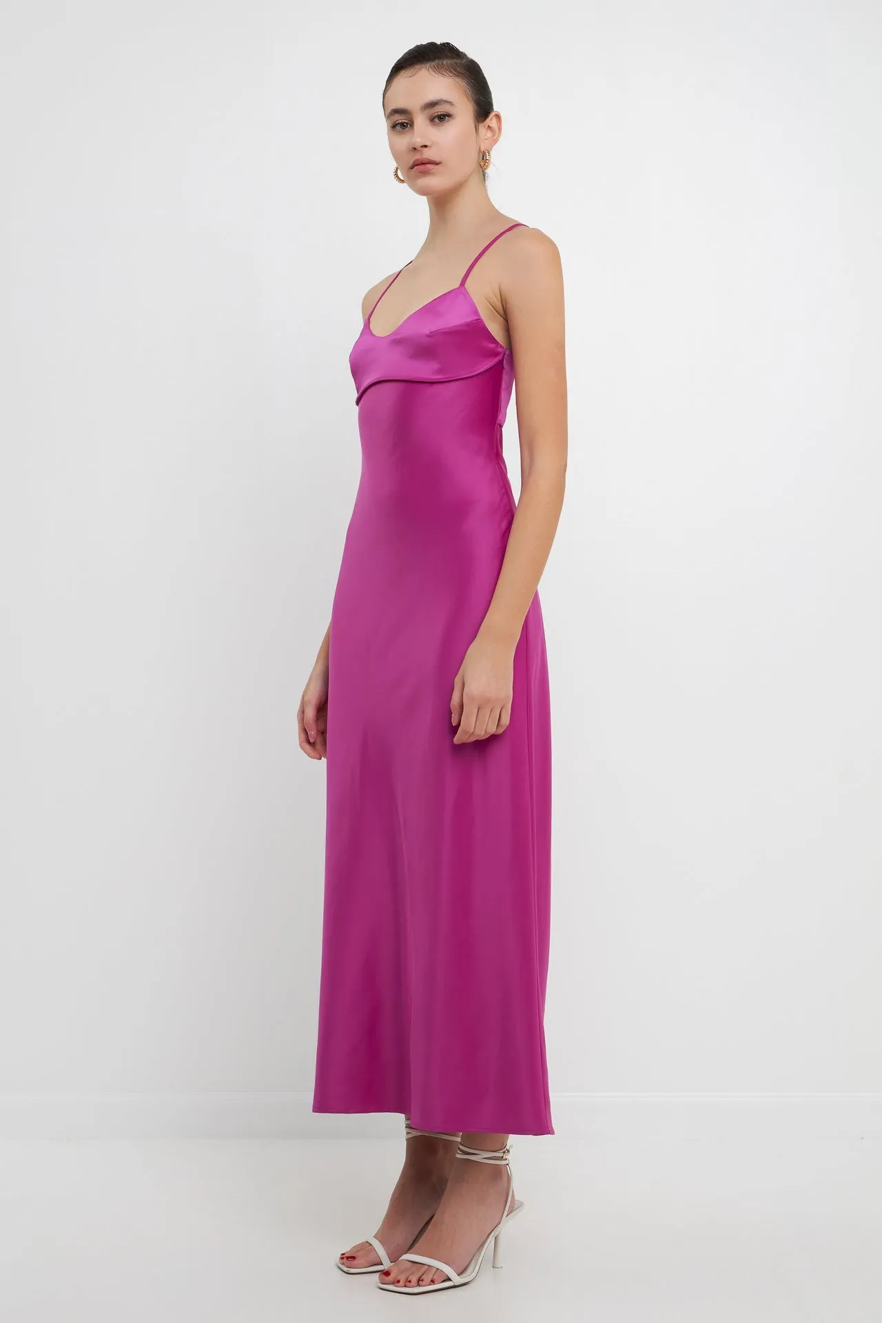 Satin Cut-Out Maxi Dress