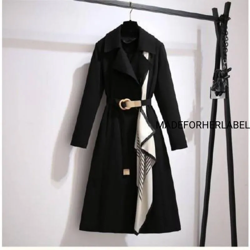 Scarf Patchwork Trench Coat