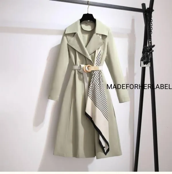 Scarf Patchwork Trench Coat