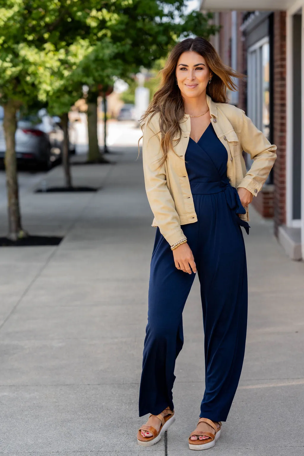 Side Tie V-Neck Jumpsuit