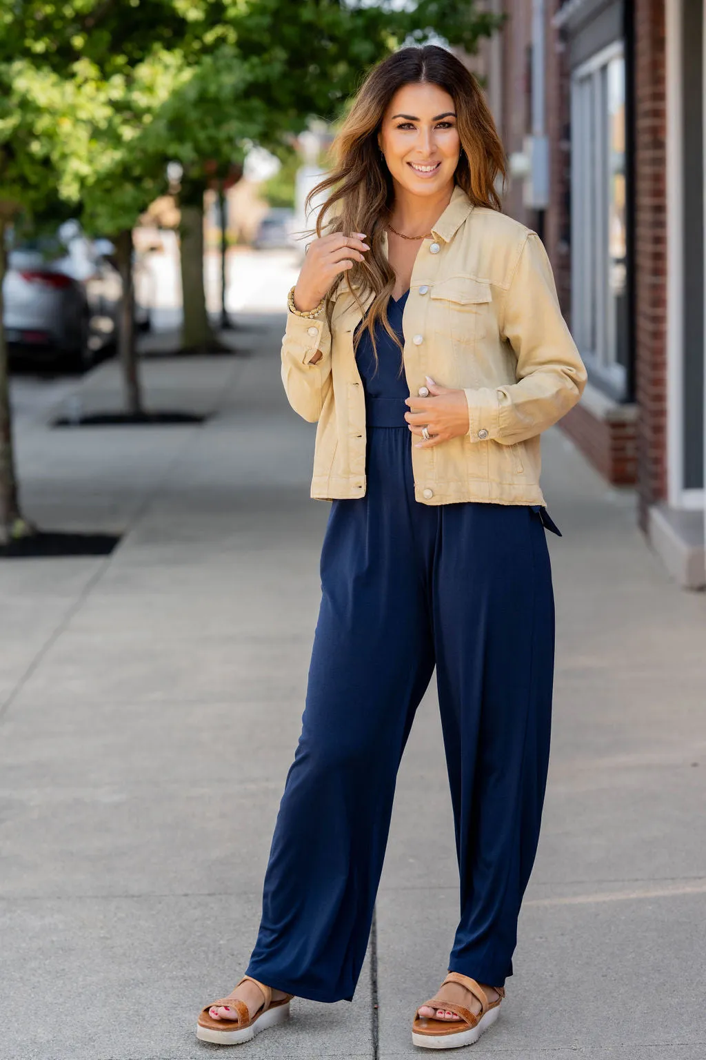 Side Tie V-Neck Jumpsuit