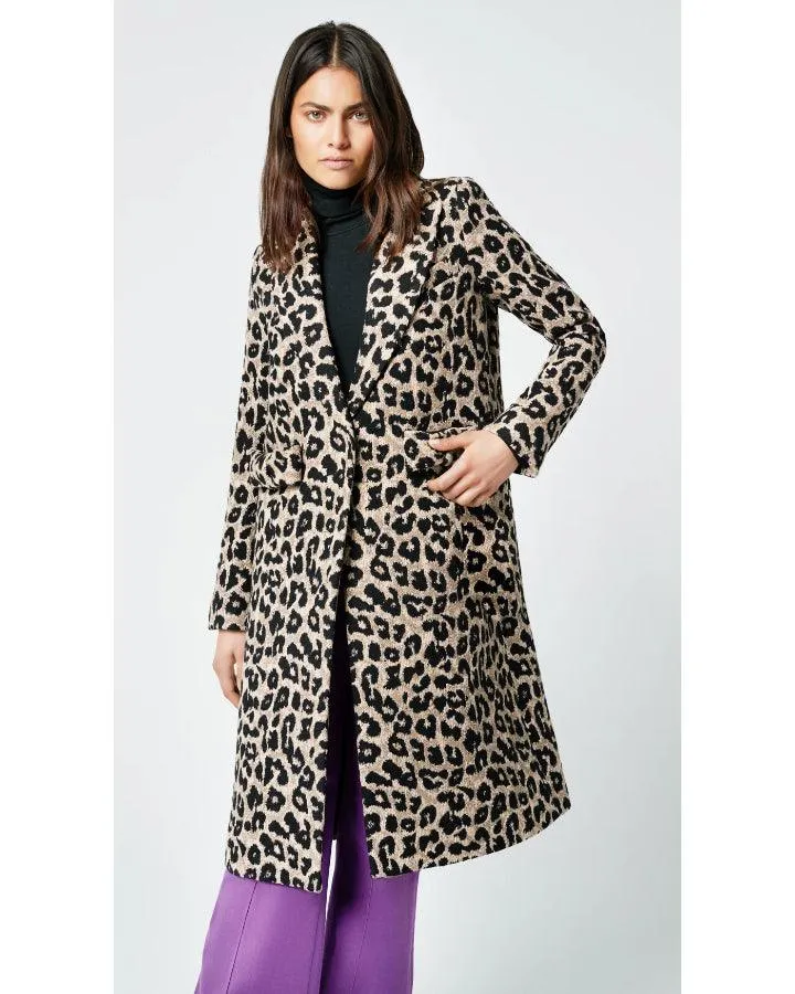 SMYTHE Leopard Jaquard Bow Coat