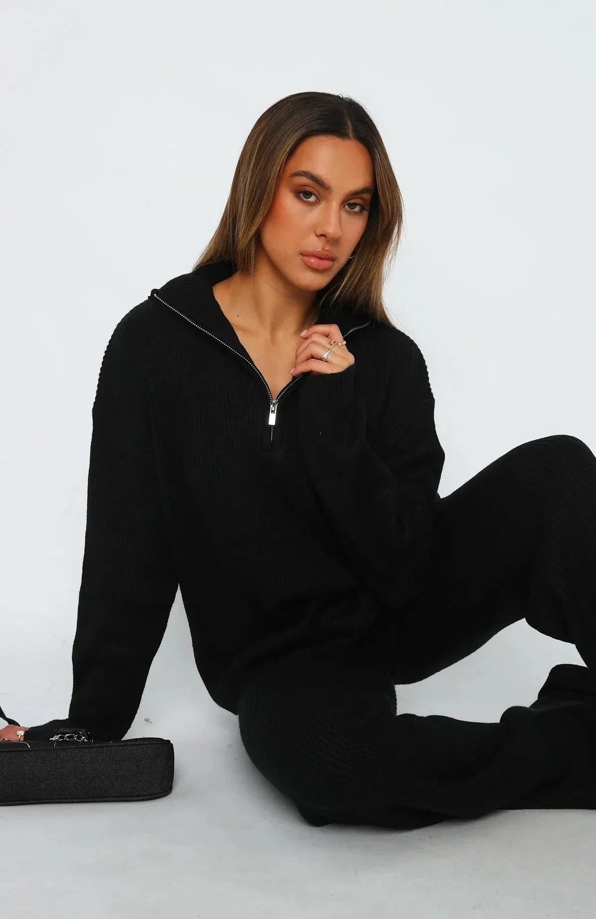 Solid Color Quarter Zip Knit Sweatsuit (3 colors)