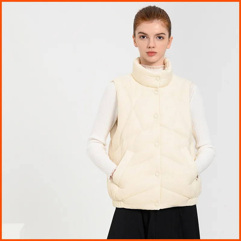 Stand-Up Collar Quilted Button Front Down Jacket