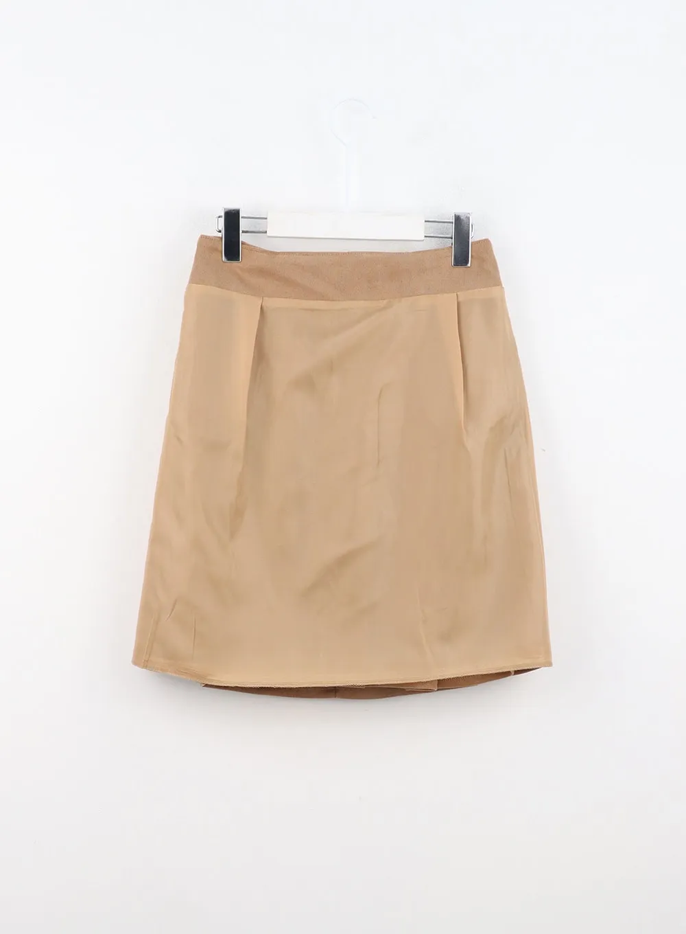 Suede Pleated Midi Skirt IN310