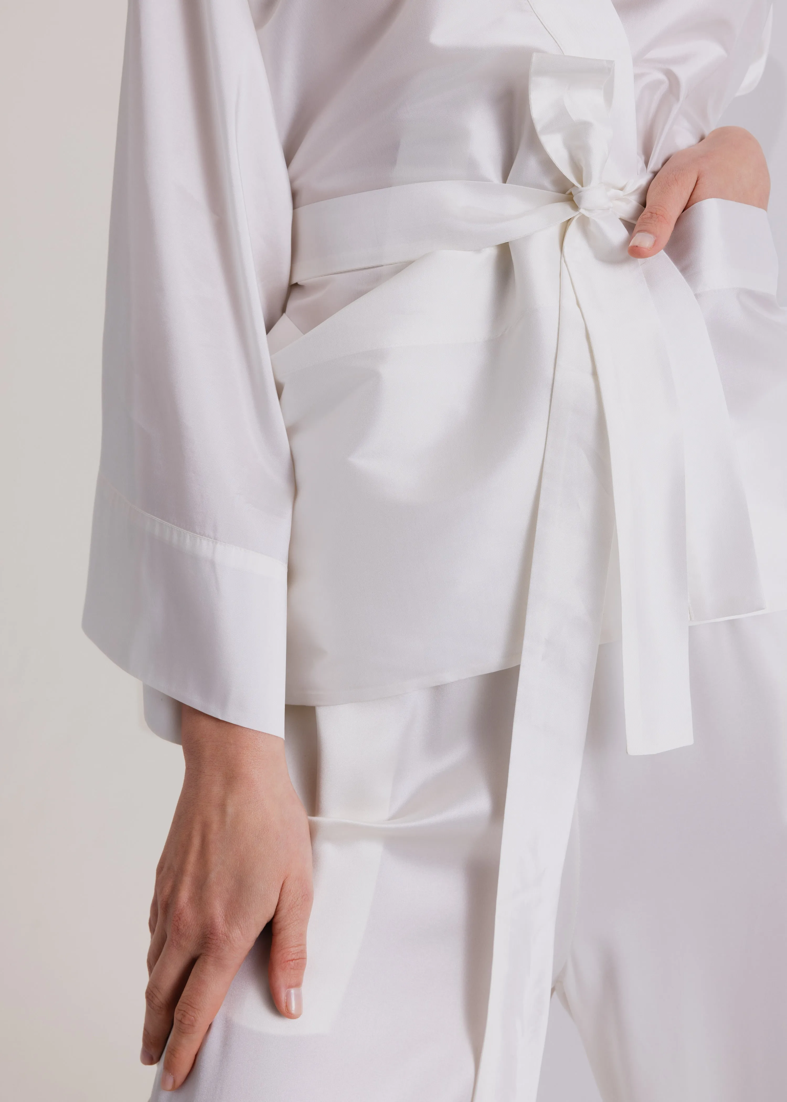 Taffeta Kimono Jacket in Milk White