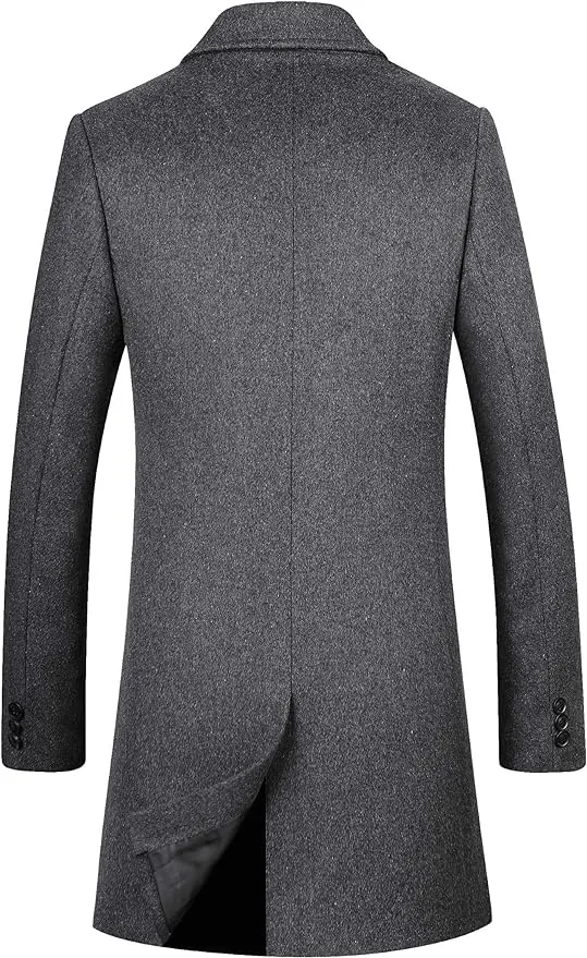 The New Yorker Black Wool 4 Button Long Sleeve Double Breasted Trench Coat