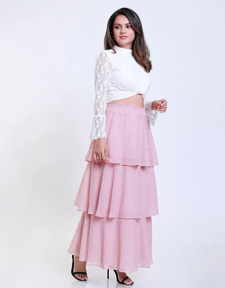 Tiered Printed Maxi Skirt