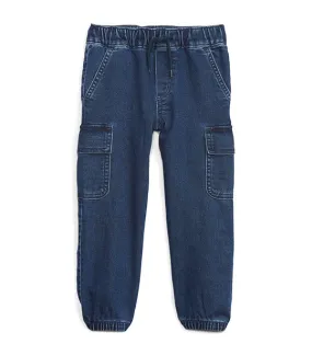 Toddler Denim Cargo Joggers with Washwell Dark Wash