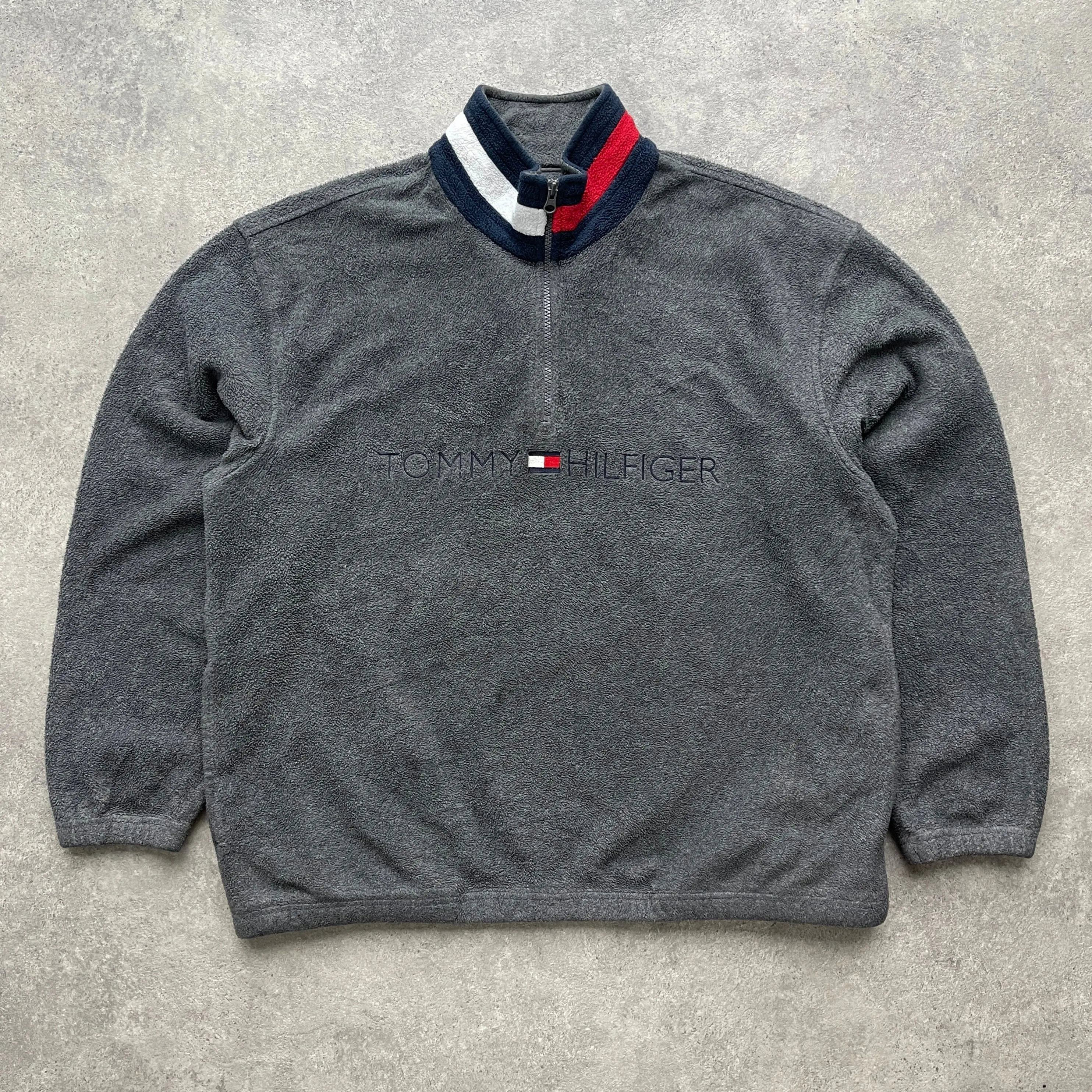 Tommy Hilfiger 1990s 1/4 zip heavyweight fleece jacket (L)