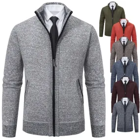 Top Quality Men's Full Zip Cardigan Fleece Sweater Big and Tall Clothes Casual Jumper Cardigans Coats