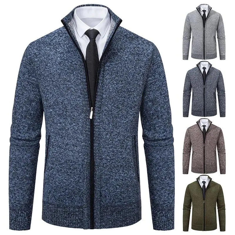 Top Quality Men's Full Zip Cardigan Fleece Sweater Big and Tall Clothes Casual Jumper Cardigans Coats