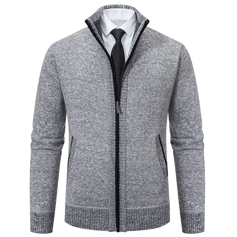 Top Quality Men's Full Zip Cardigan Fleece Sweater Big and Tall Clothes Casual Jumper Cardigans Coats