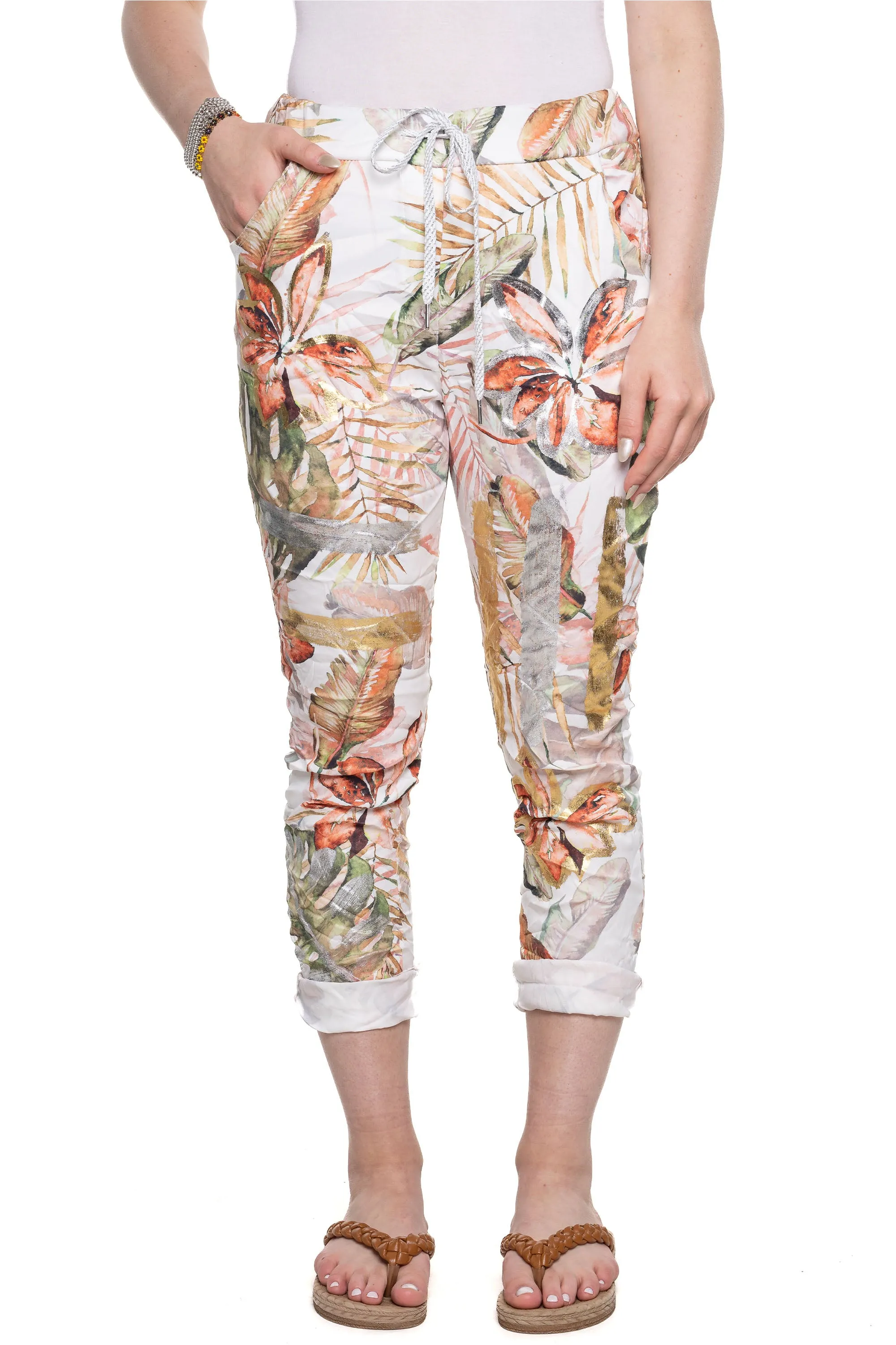 TROPICAL FLORAL CRINKLE JOGGER