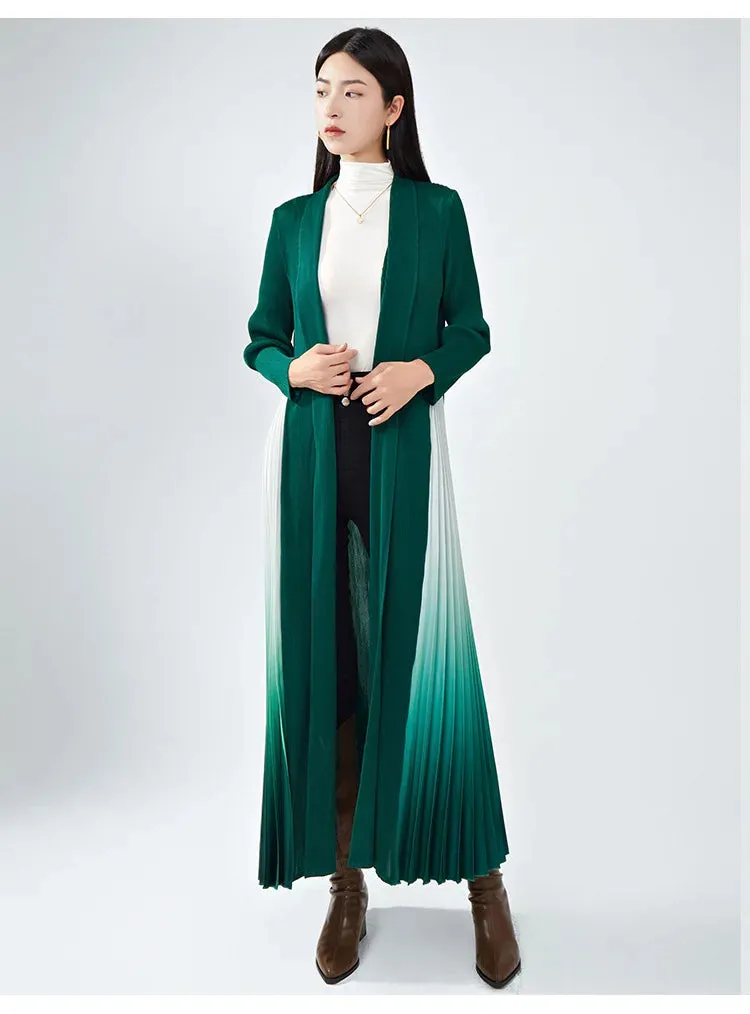 Truly Pleated Long Cardigan in Ombre