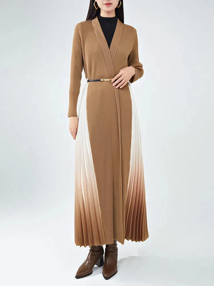 Truly Pleated Long Cardigan in Ombre