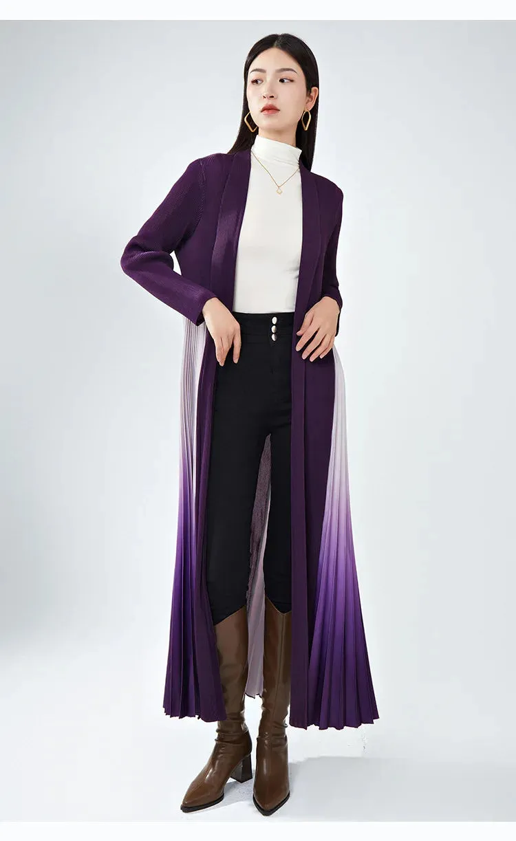 Truly Pleated Long Cardigan in Ombre