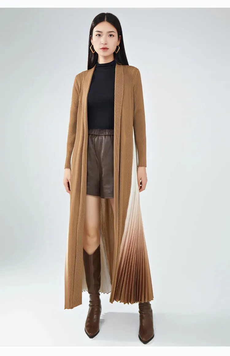 Truly Pleated Long Cardigan in Ombre