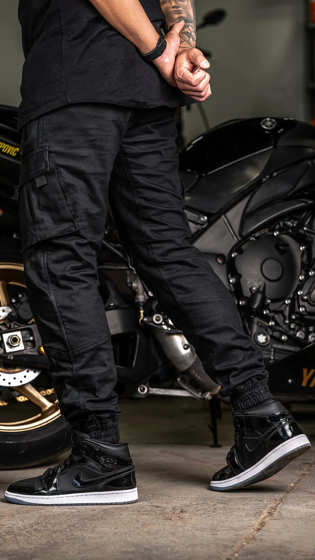 Unit 16™ Armoured Denim Cargo Joggers {Black}