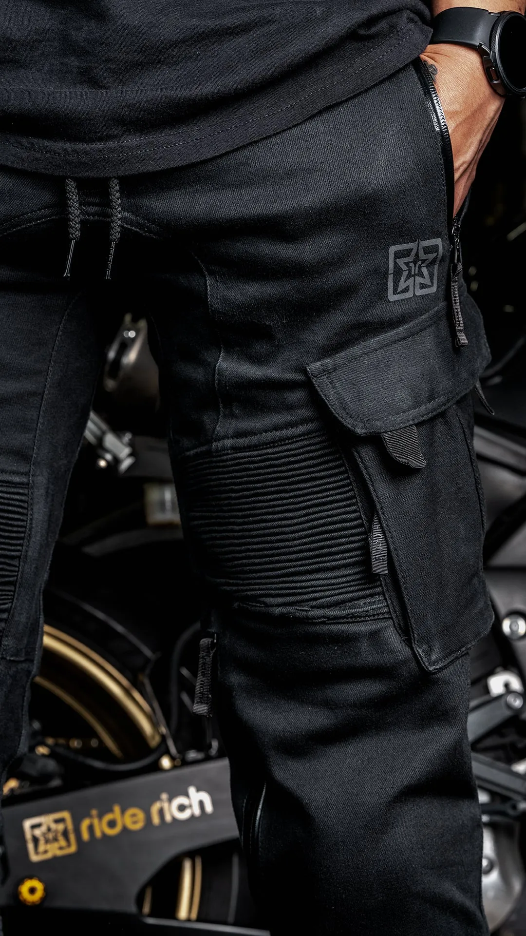 Unit 16™ Armoured Denim Cargo Joggers {Black}