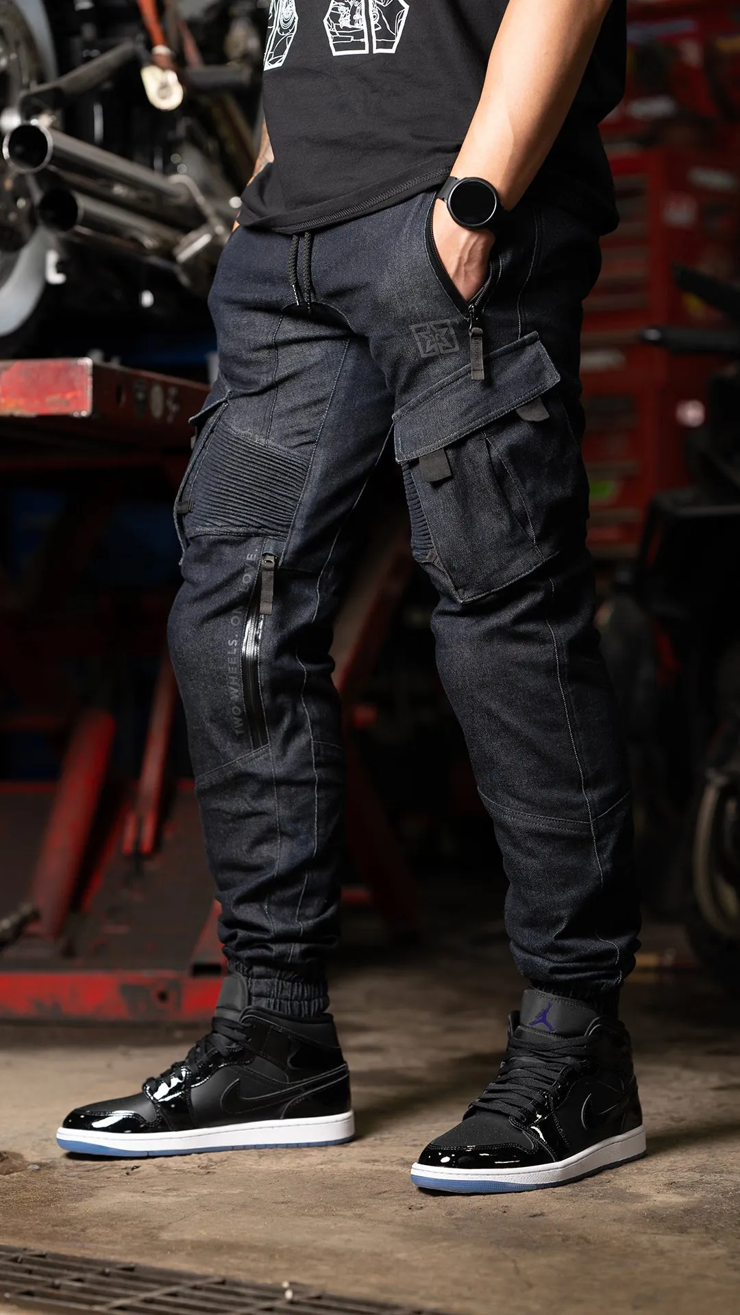 Unit 16™ Armoured Denim Cargo Joggers {Raw Indigo}