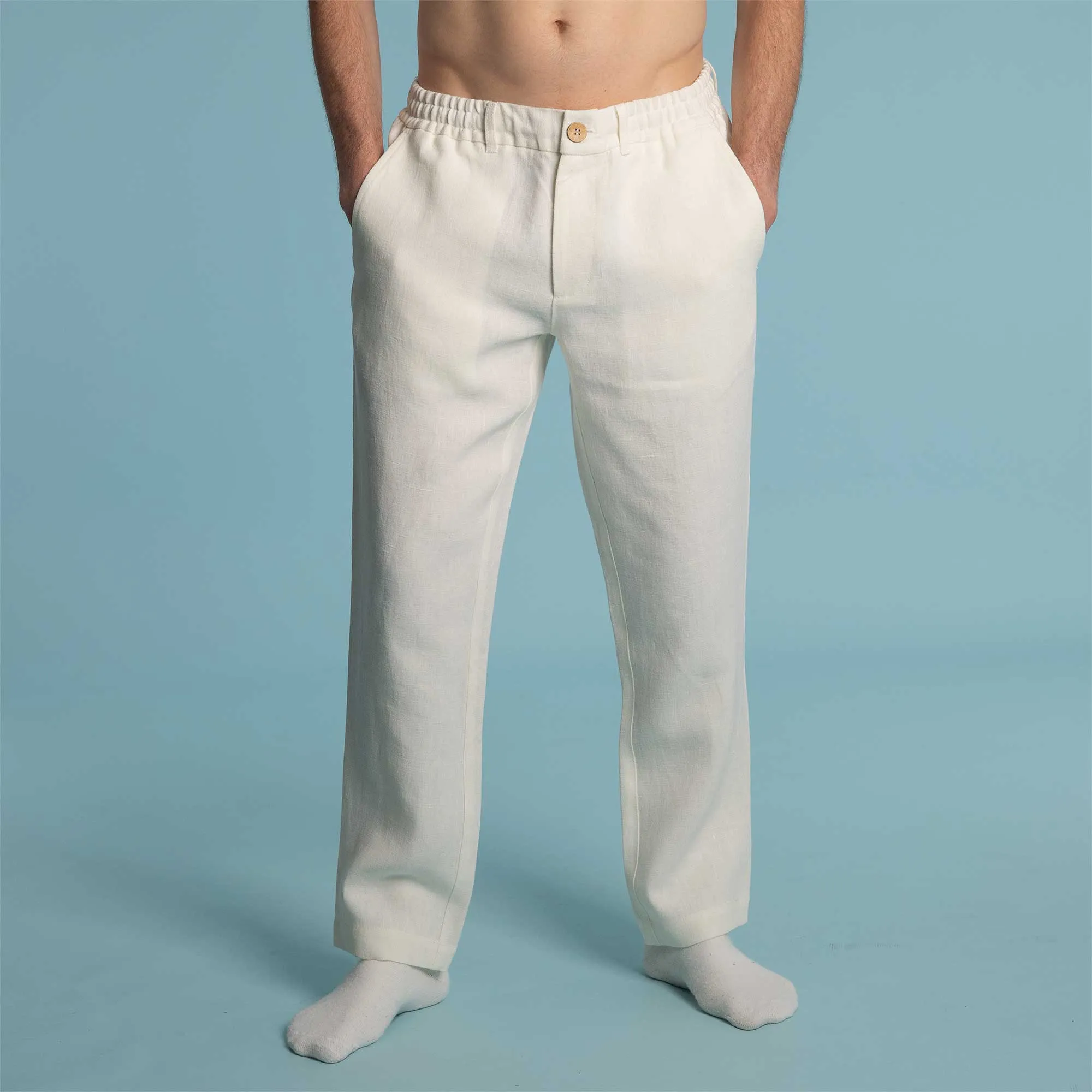 VENTURA Flex-Waist 100% Organic Linen Jogger Pants (Unisex) (OC Thread, Organic Elastic, Nut Buttons, YKK Zippers) (Biodegradable)