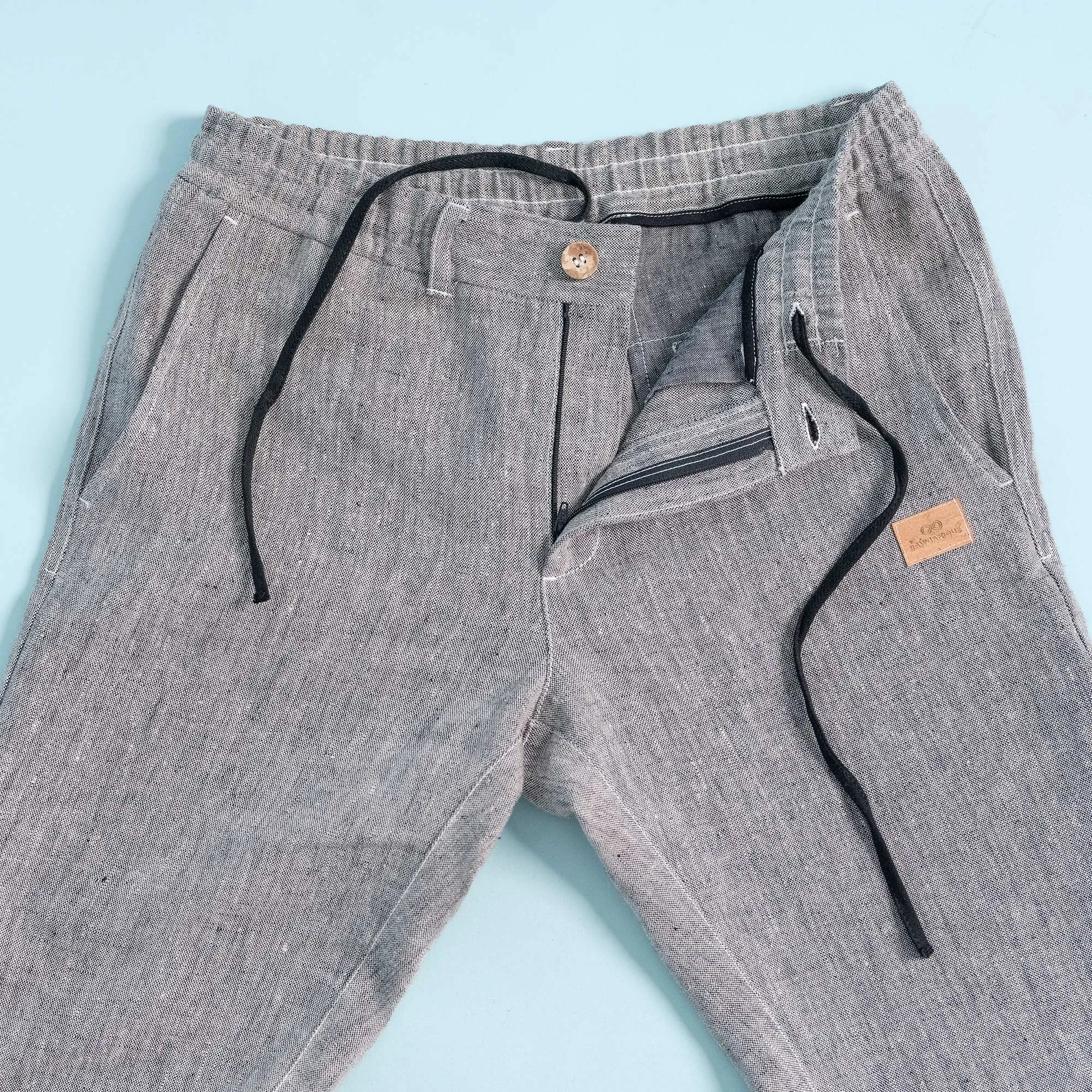 VENTURA Flex-Waist 100% Organic Linen Jogger Pants (Unisex) (OC Thread, Organic Elastic, Nut Buttons, YKK Zippers) (Biodegradable)