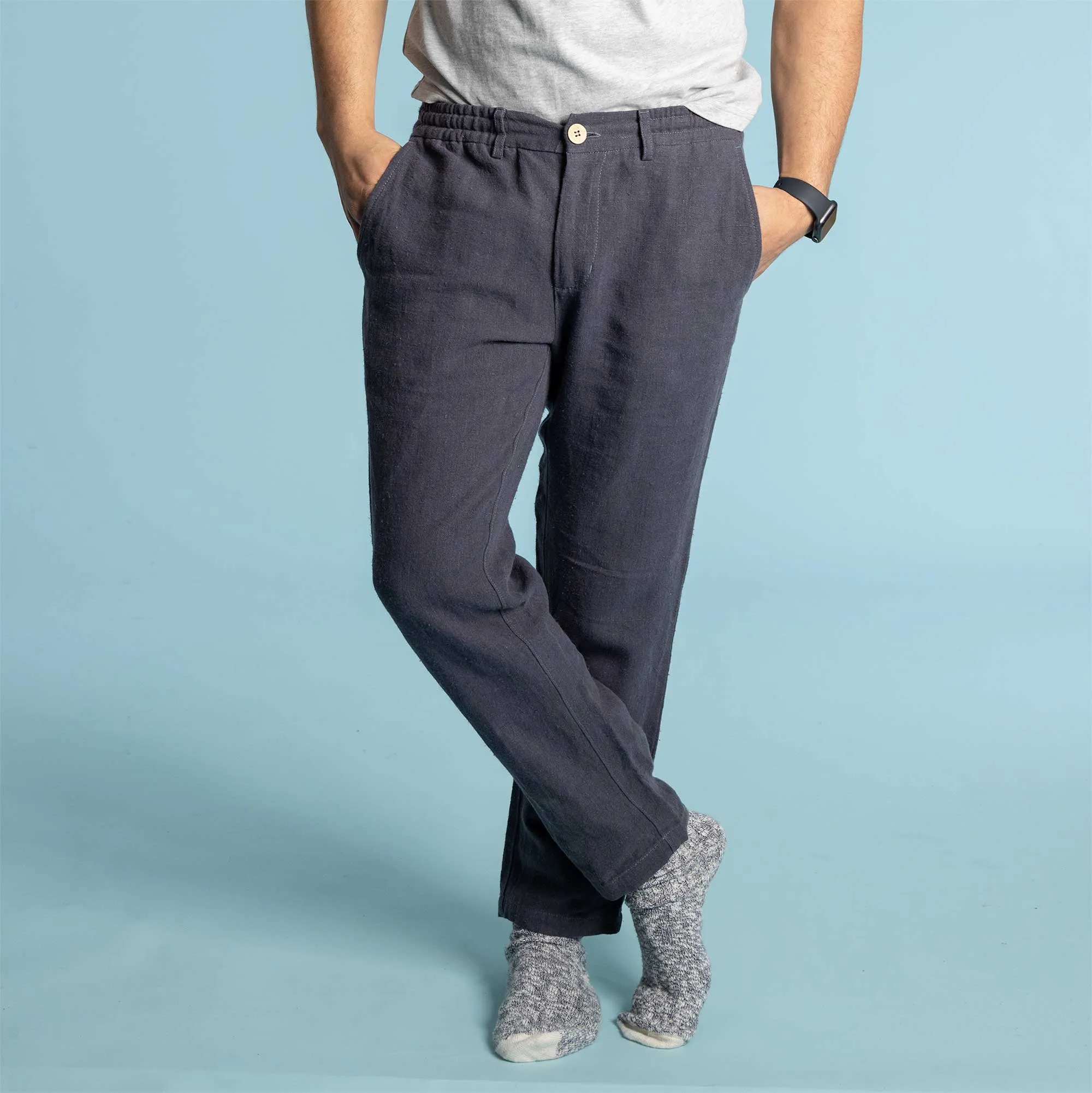 VENTURA Flex-Waist 100% Organic Linen Jogger Pants (Unisex) (OC Thread, Organic Elastic, Nut Buttons, YKK Zippers) (Biodegradable)