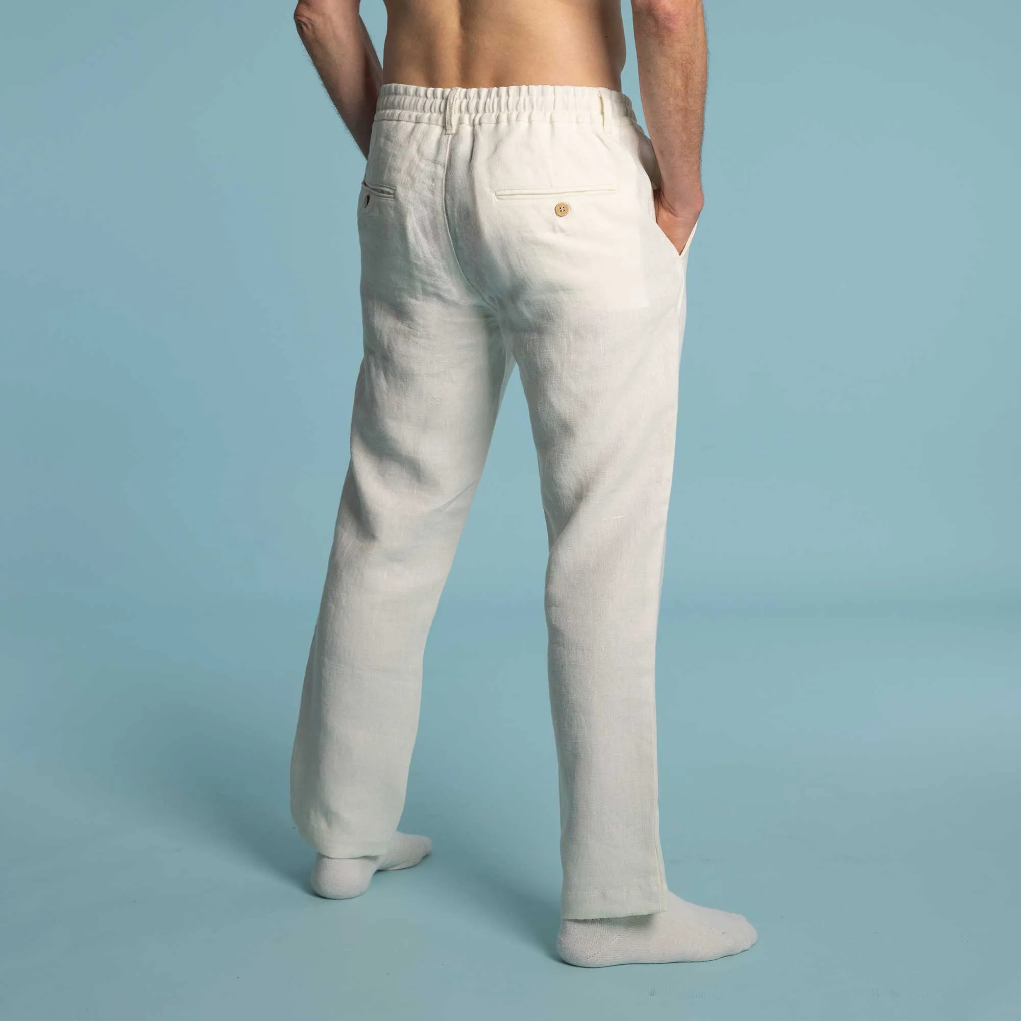 VENTURA Flex-Waist 100% Organic Linen Jogger Pants (Unisex) (OC Thread, Organic Elastic, Nut Buttons, YKK Zippers) (Biodegradable)