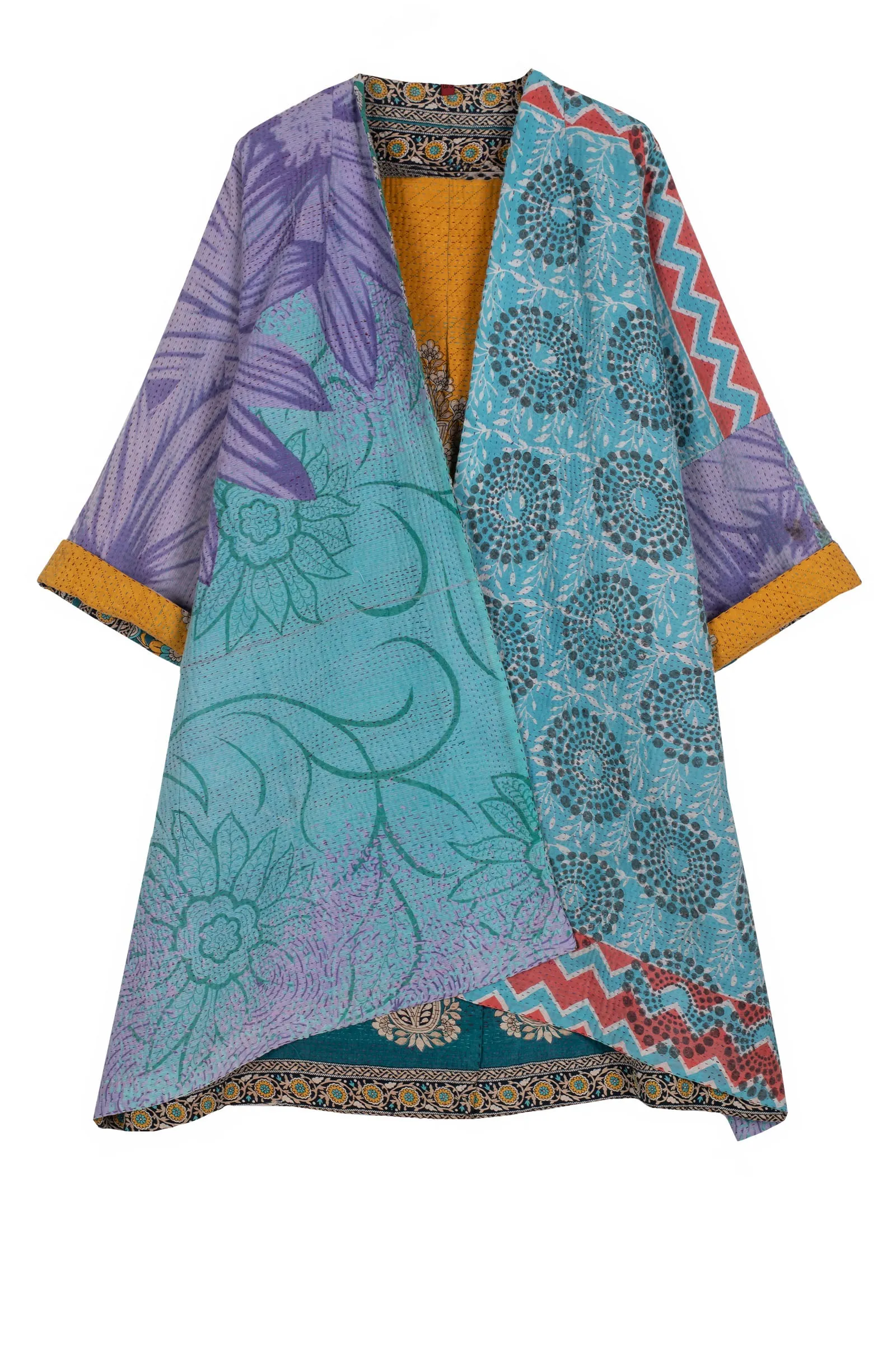 VINTAGE COTTON KANTHA KIMONO DUSTER