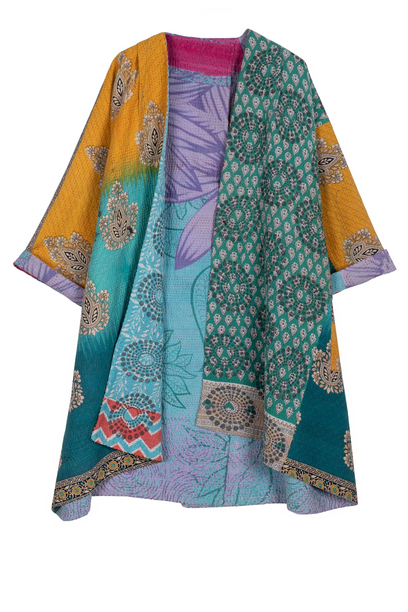 VINTAGE COTTON KANTHA KIMONO DUSTER