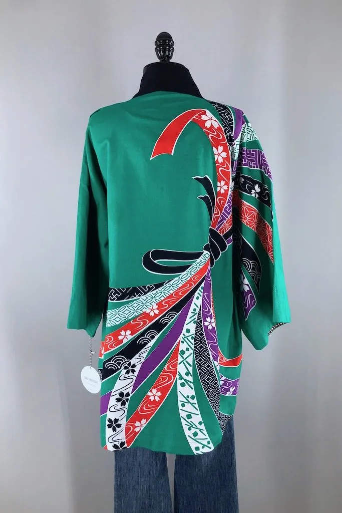 Vintage Green Cotton Happi Coat Robe