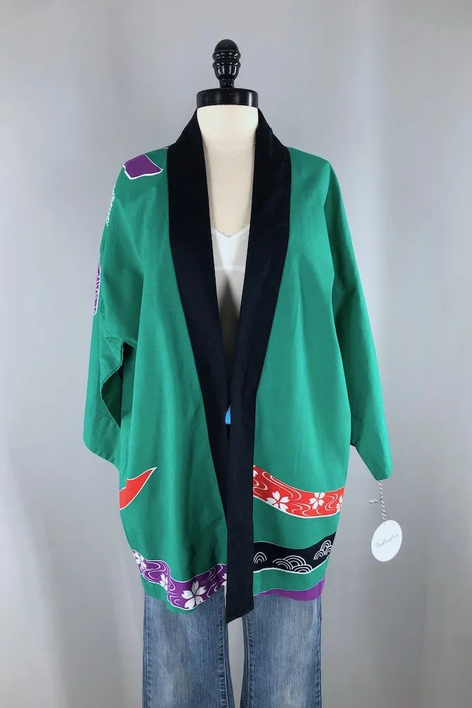 Vintage Green Cotton Happi Coat Robe