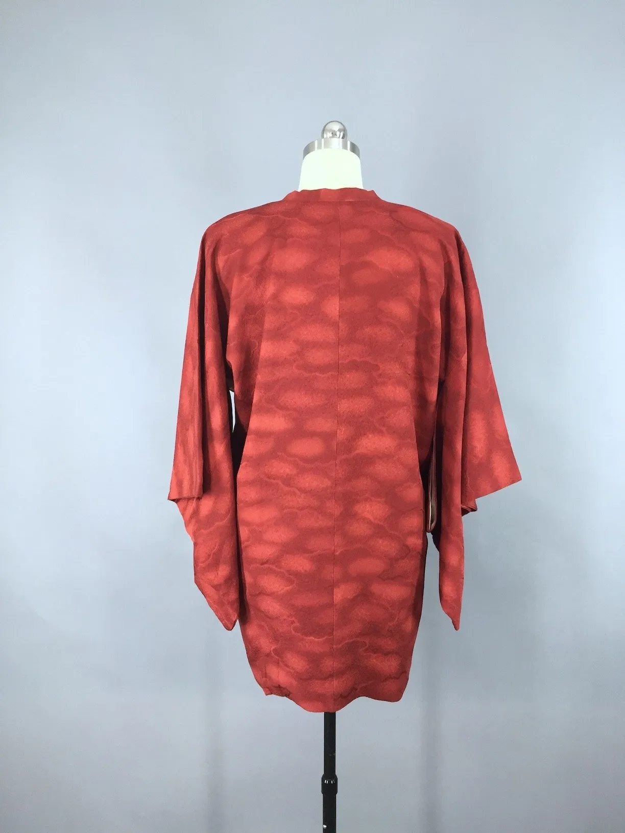 Vintage Maroon Red Silk Kimono Coat