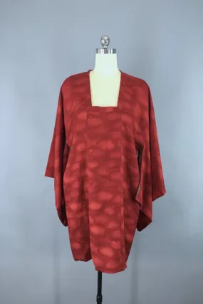 Vintage Maroon Red Silk Kimono Coat