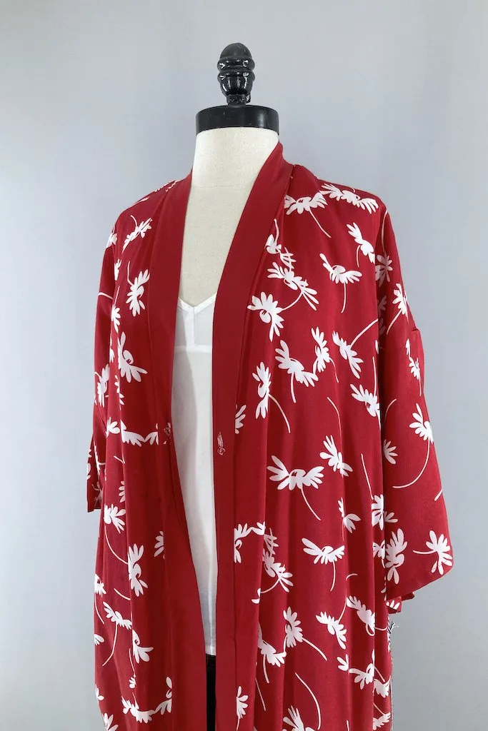 Vintage Red & White Short Robe